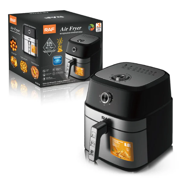 Air Fryer RAF-5319 - friteuza cu aer cald, fara ulei, capacitate 8L, 1800w, negru + CADOU CARTE DE RETETE