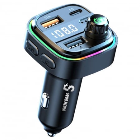 MODULATOR FM M7 BLUETOOTH TRANSMITATOR FM CU FUNCTIE DE INCARCATOR AUTO CU 2 PORTURI USB SI UN PORT TYPE-C