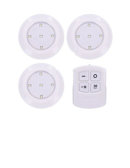 Set 3 corpuri de iluminat cu telecomanda, led, alb