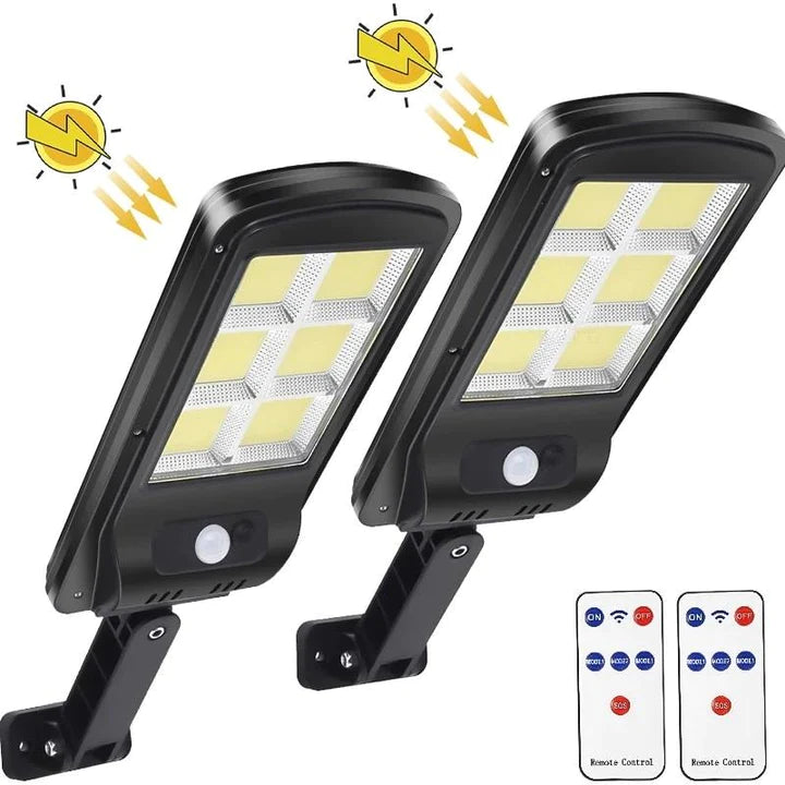 Set x2 Lampa cu Incarcare Solara 6 celule 100W ,160 LED-uri COB, telecomanda