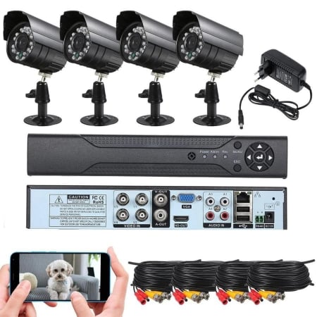 SISTEM SUPRAVEGHERE CCTV - KIT DVR 4 CAMERE EXTERIOR/INTERIOR, CU HDMI, INTERNET, INFRAROSU