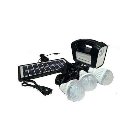 Panou solar fotovoltaic cu 3 becuri LED gdlite- KlaussTech, 8000 kW, Accesorii Incluse, Material Rezistent, Zgomot Ridicat, Negru