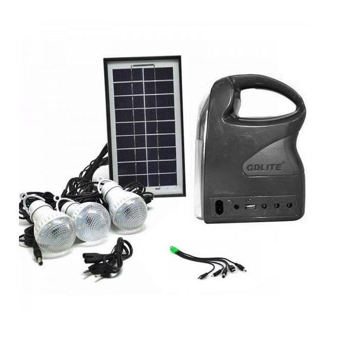 Kit camping panou solar GDLITE GD-7, 3 becuri, cablu usb